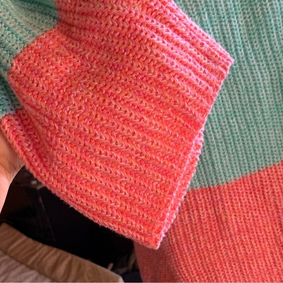 Cotton Medium Knit Sweater Y2K Oversized Colour Block Barbie Cozy Vintage Easter - Picture 4 of 7